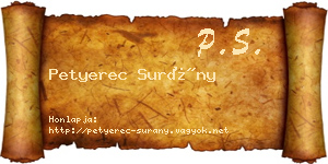 Petyerec Surány névjegykártya